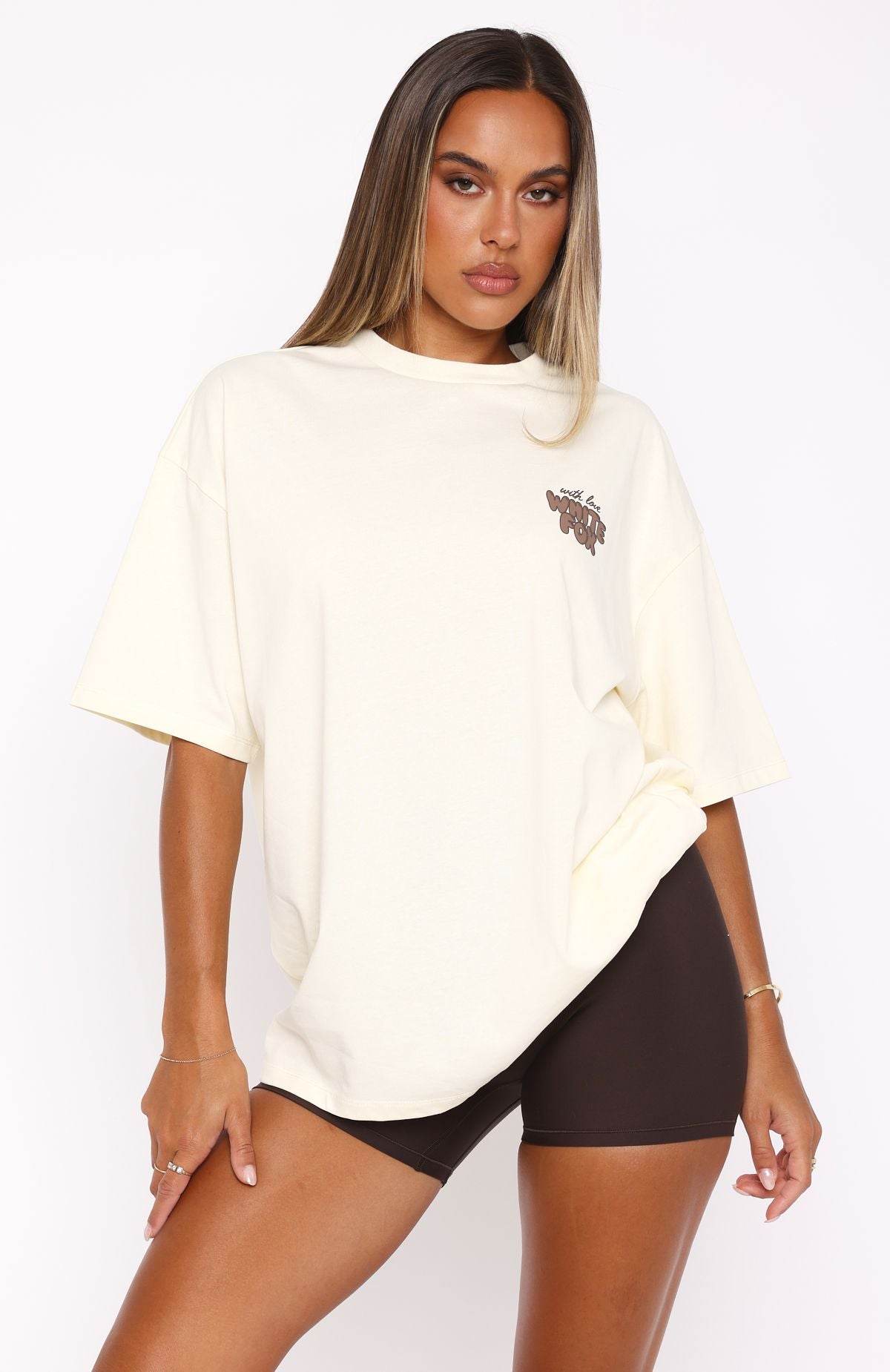 White Fox With Love Always Oversized Tee Cream