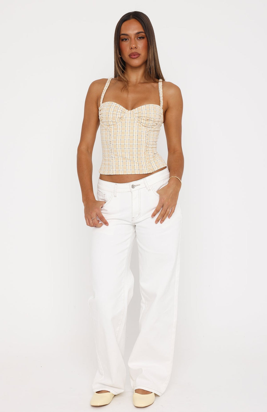 White Fox Cosmic Crush Bustier Burnt Butter Check