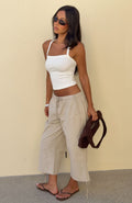 White Fox Date Me Capri Cargo Pants Stone
