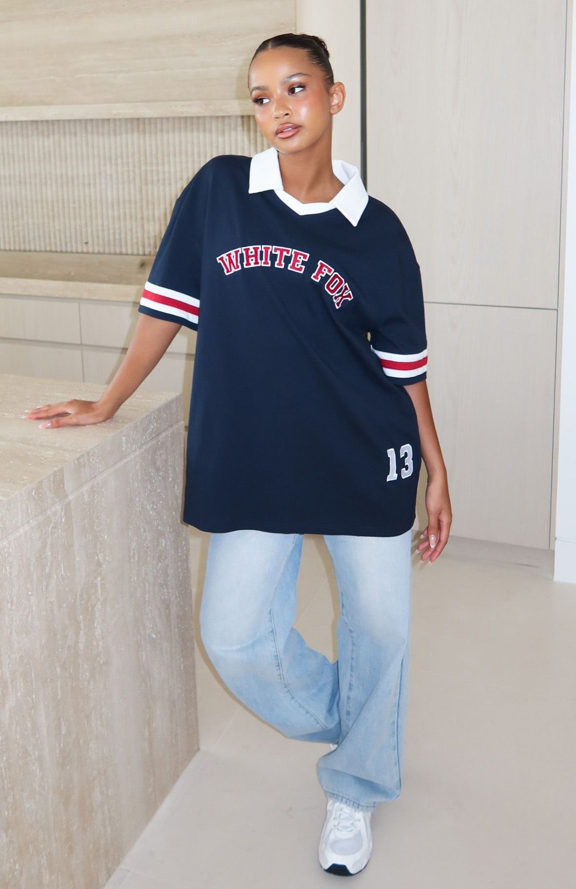 White Fox Break It Up Oversized Jersey Navy