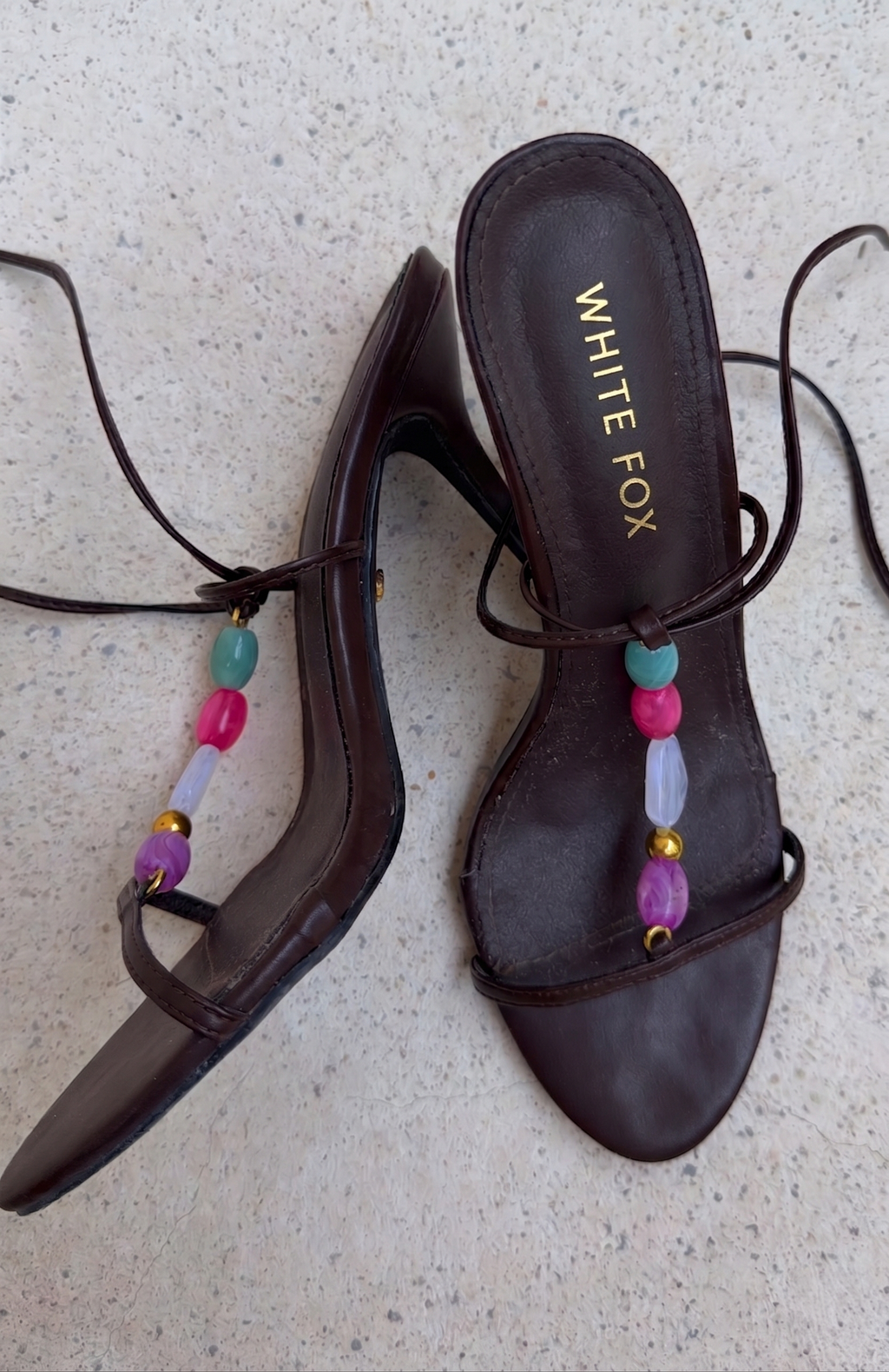White Fox Lore Wrap Heels Chocolate