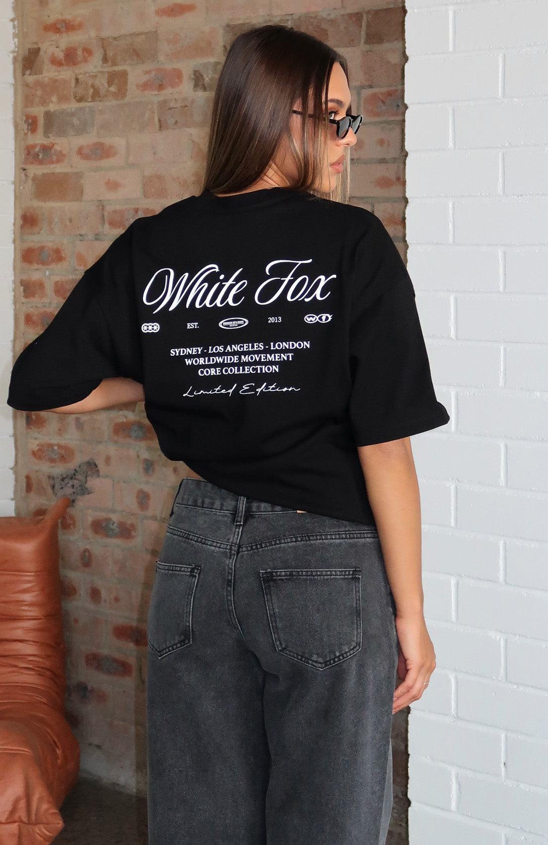 White Fox At Second Glance Oversized Tee Black