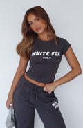 White Fox Offstage Baby Tee Shadow