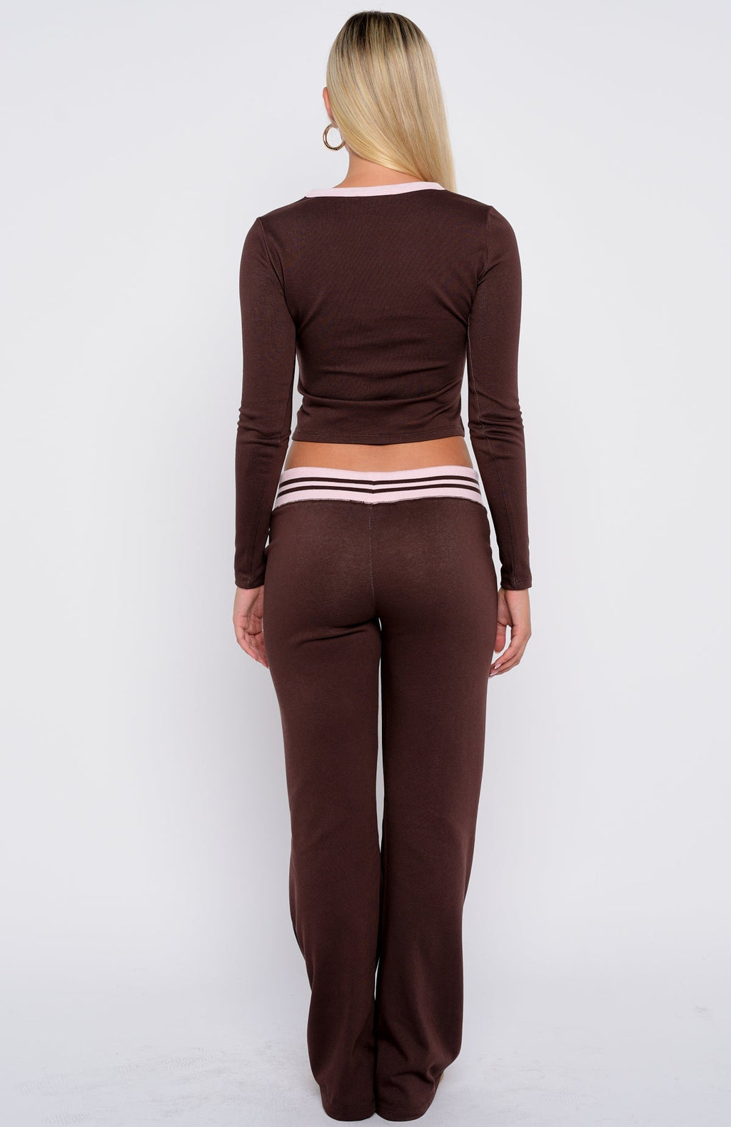 White Fox Everything We Do Flare Pants Chocolate