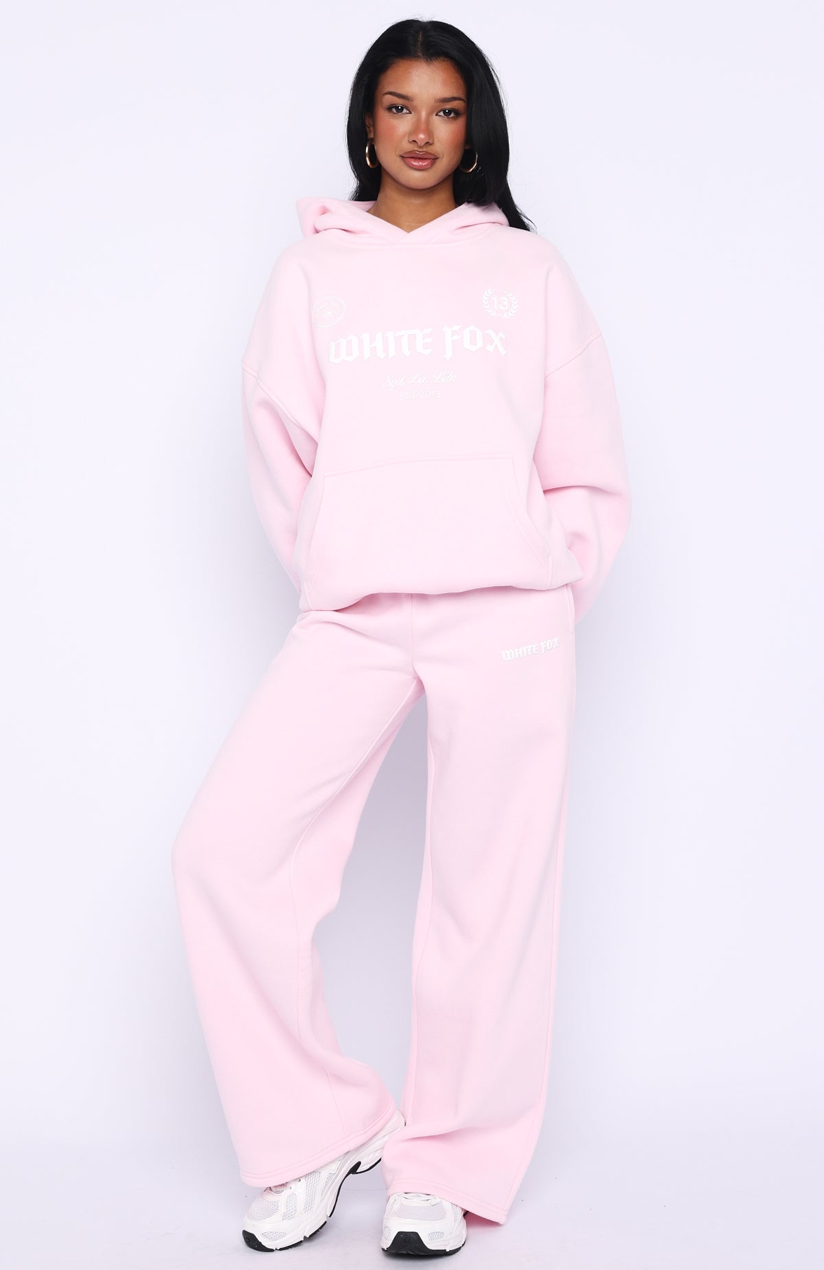 White Fox Vibe Too High Wide Leg Sweatpants Pink