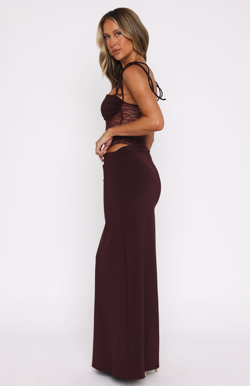White Fox Compliment Me Maxi Dress Burgundy