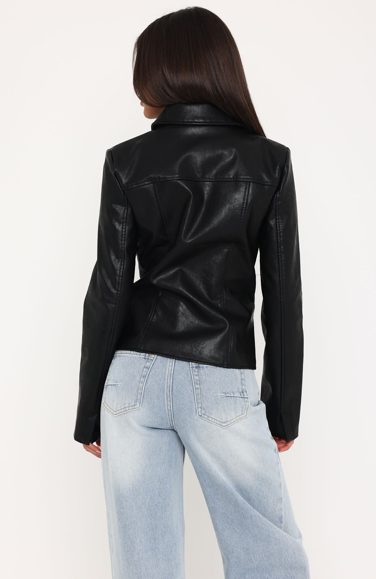 White Fox Classic Babe PU Jacket Black