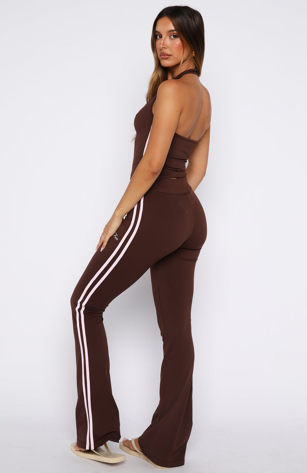 White Fox She Means Business Flare Pants Chocolate