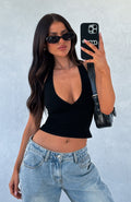 White Fox Have To Getaway Halter Top Black