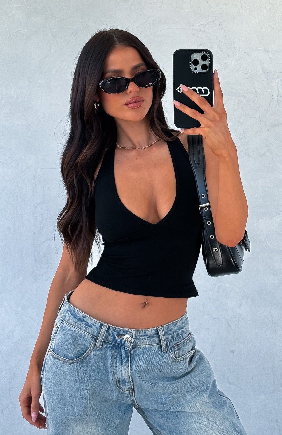 White Fox Have To Getaway Halter Top Black