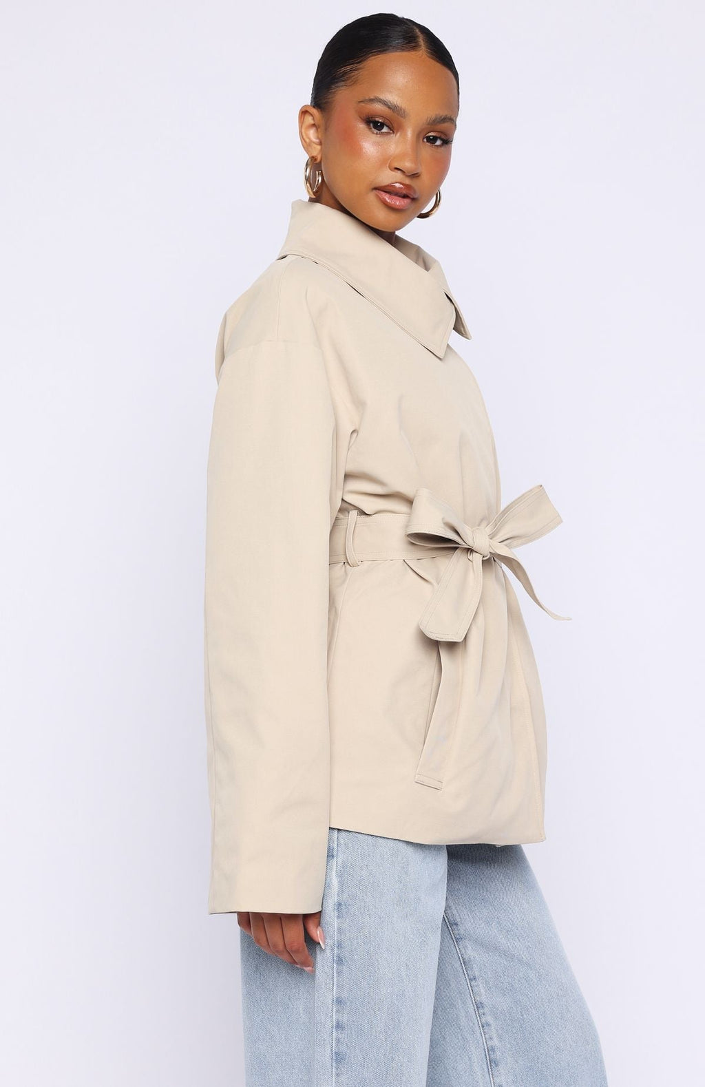 White Fox Could Touch Cropped Trench Jacket Sand