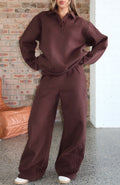 White Fox Chill Moves Wide Leg Sweatpants Chocolate