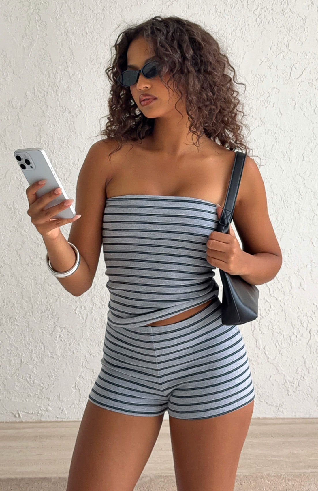 White Fox Never A Good Time Shorts Grey Stripe