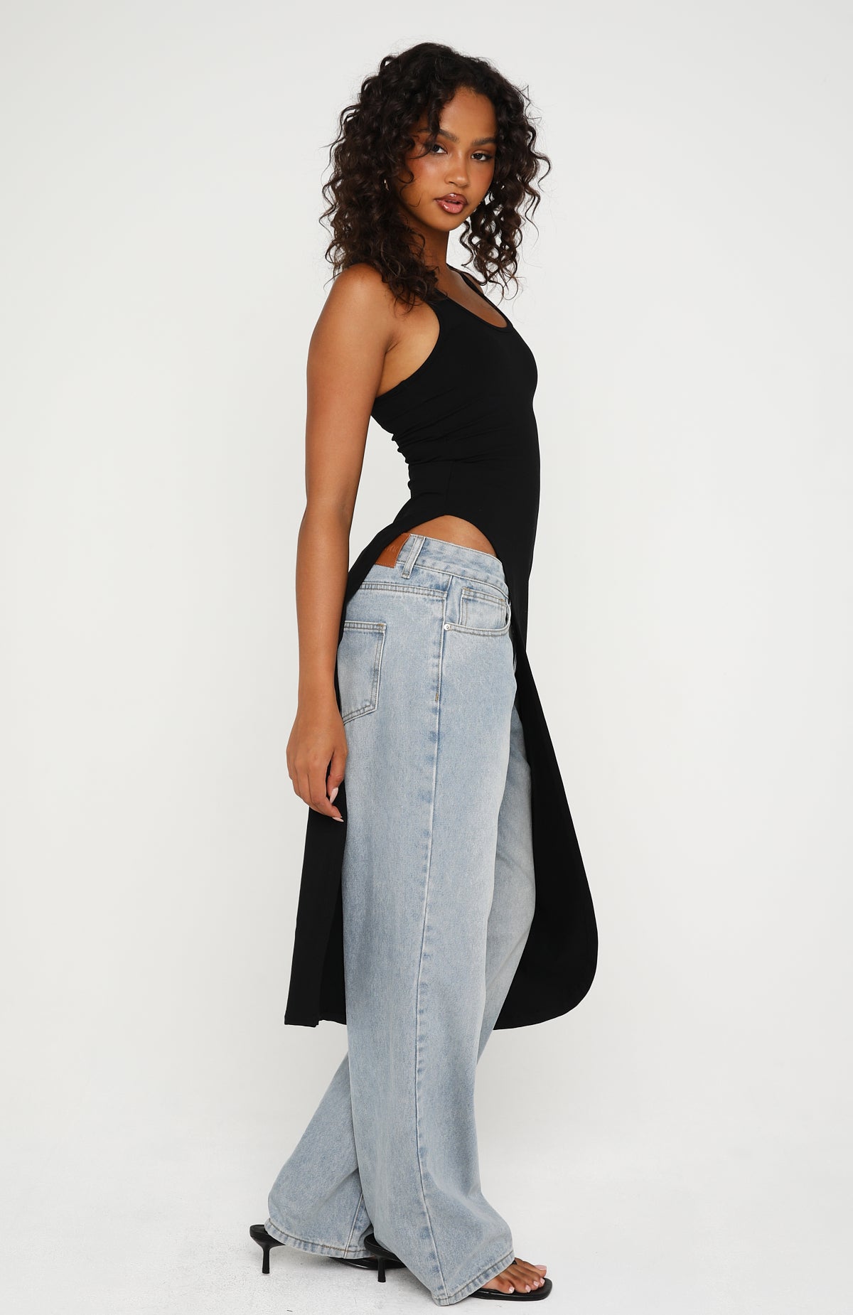 White Fox Calm And Collected Longline Top Black
