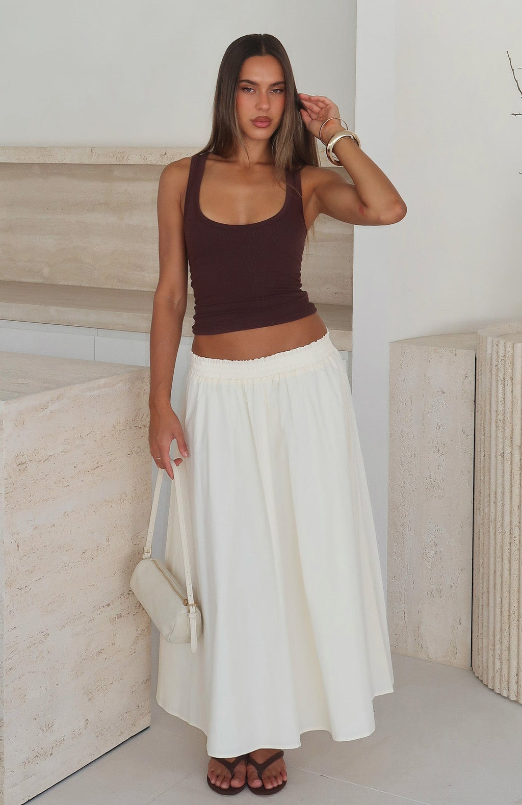 White Fox Lost In Your Love Maxi Skirt Cream