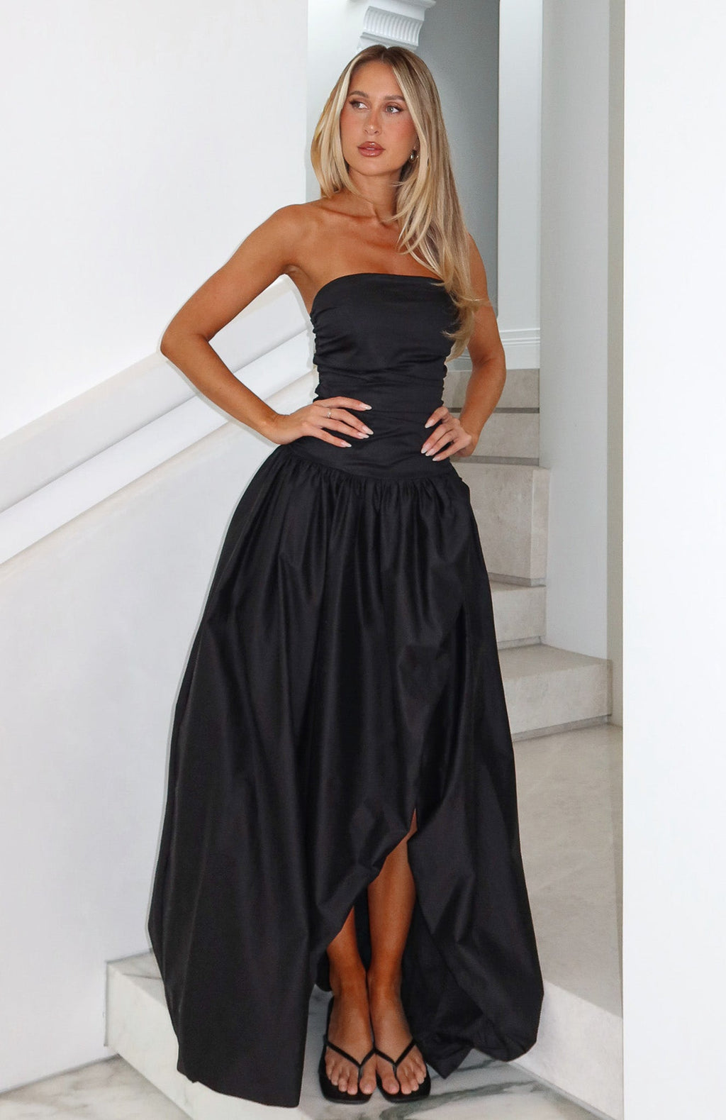 White Fox Keep My Promise Strapless Maxi Dress Black