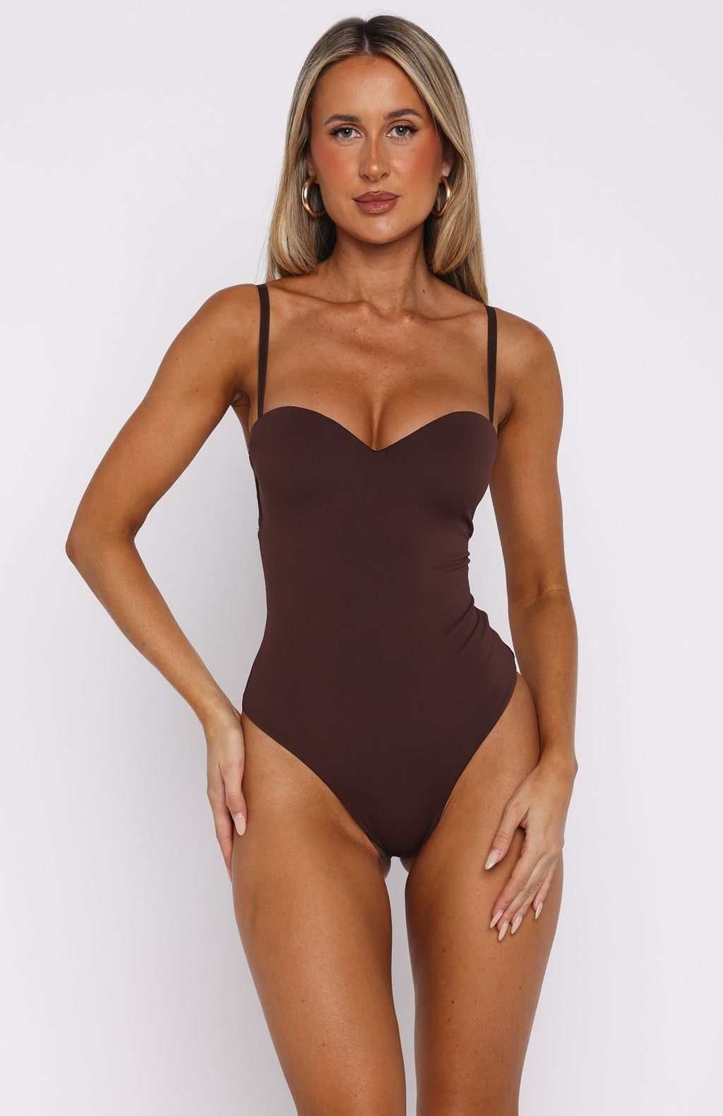 White Fox Stuck To You Bodysuit Chocolate