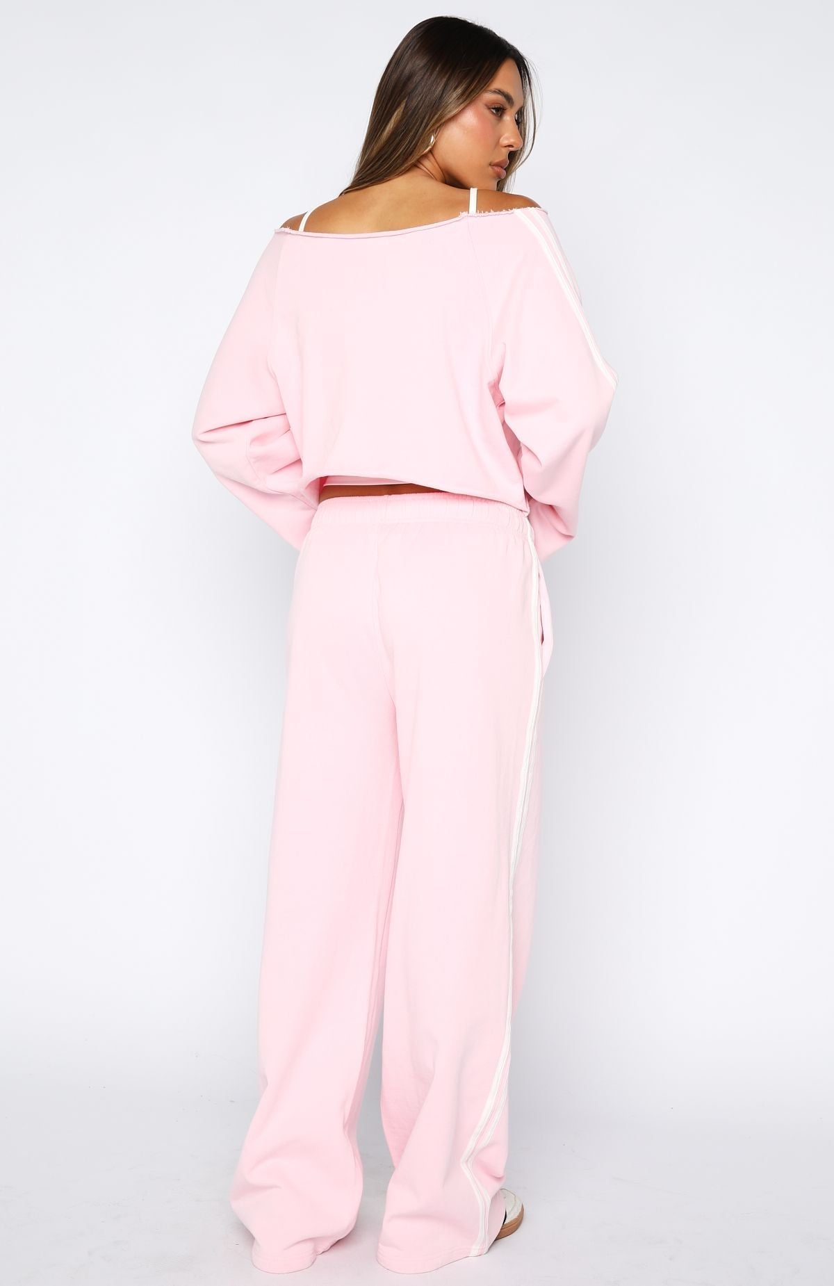 White Fox Star Student Wide Leg Sweatpants Pink