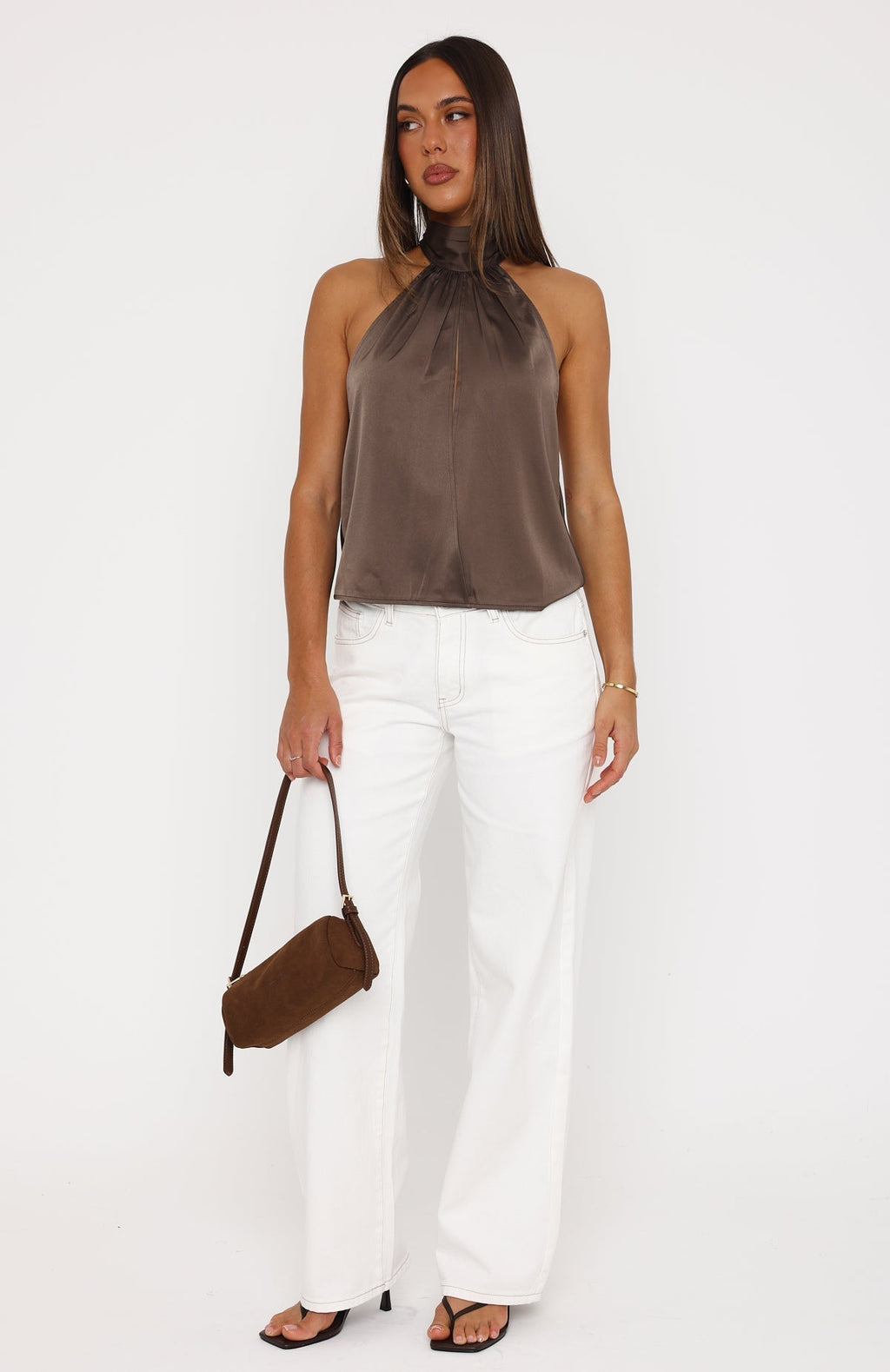 White Fox Too Sweet Halter Top Mocha