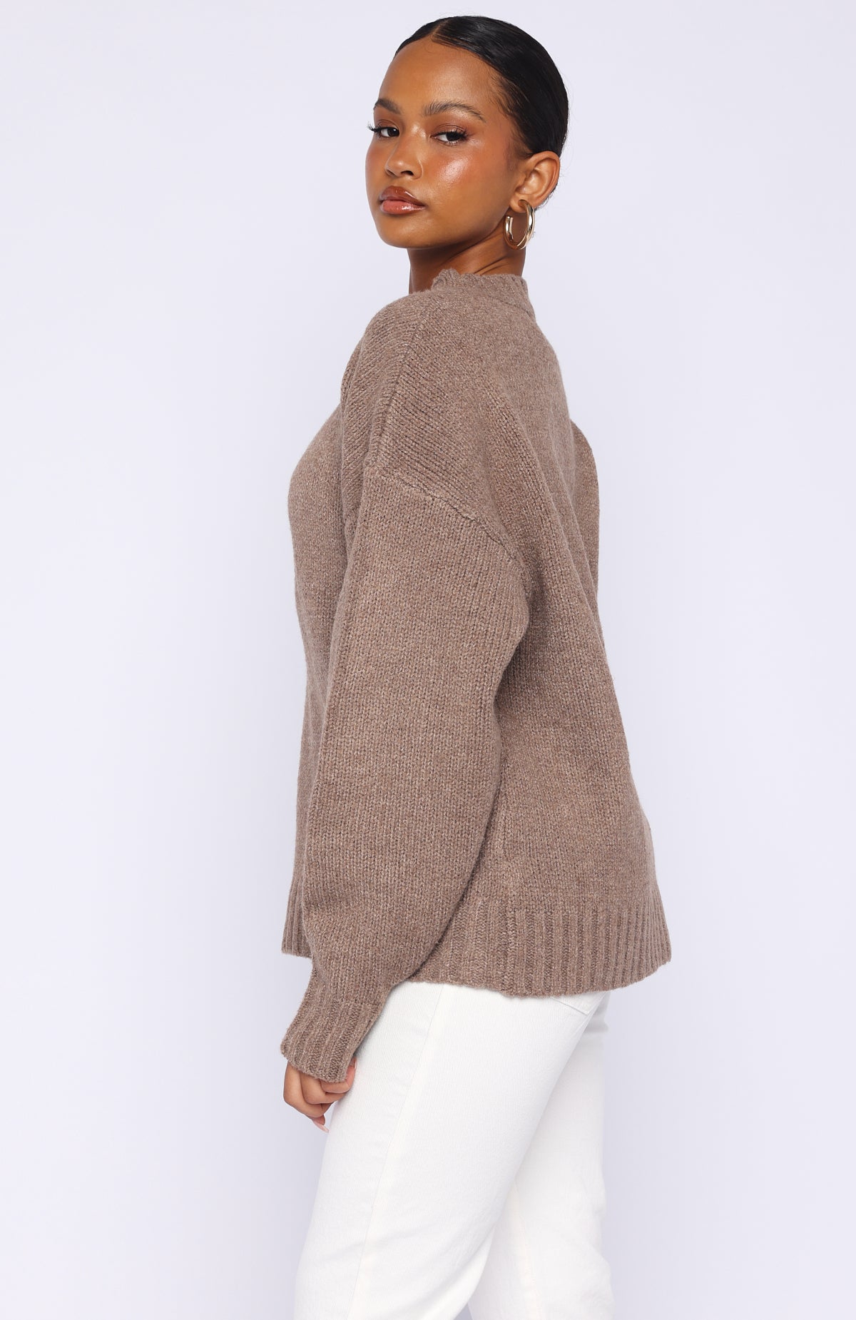 White Fox Apres Ski With Me Knit Sweater Taupe