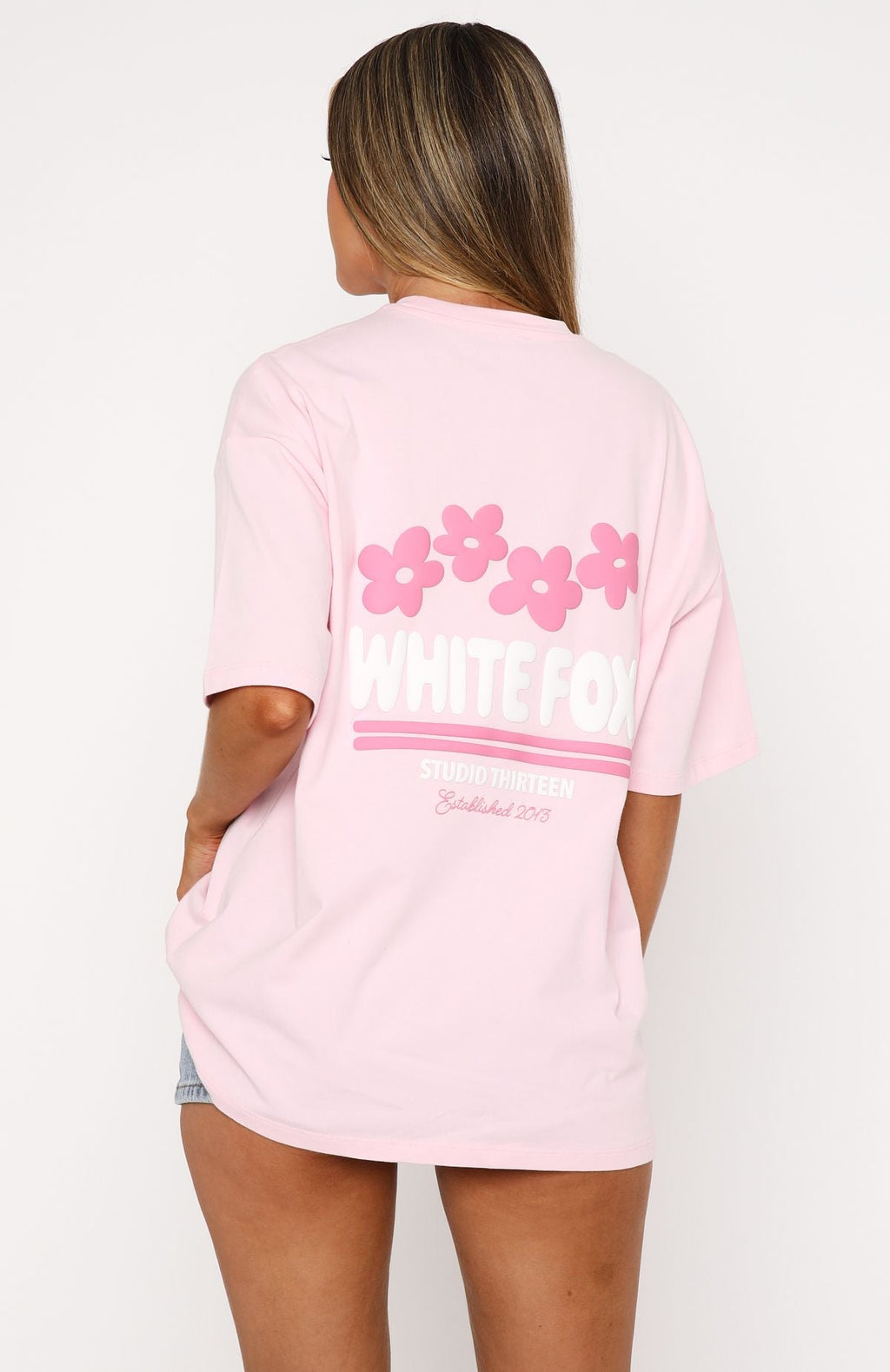White Fox Tropic Time Oversized Tee Pink