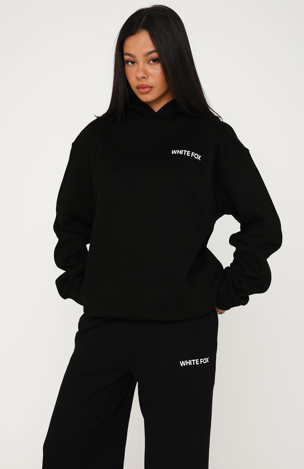 White Fox Core Classic Oversized Hoodie Black