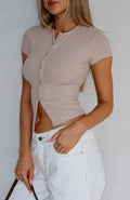 White Fox Mutual Feelings Ribbed Top Oat