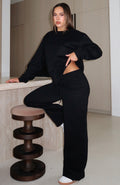 White Fox Stay Lifted Wide Leg Sweatpants Black