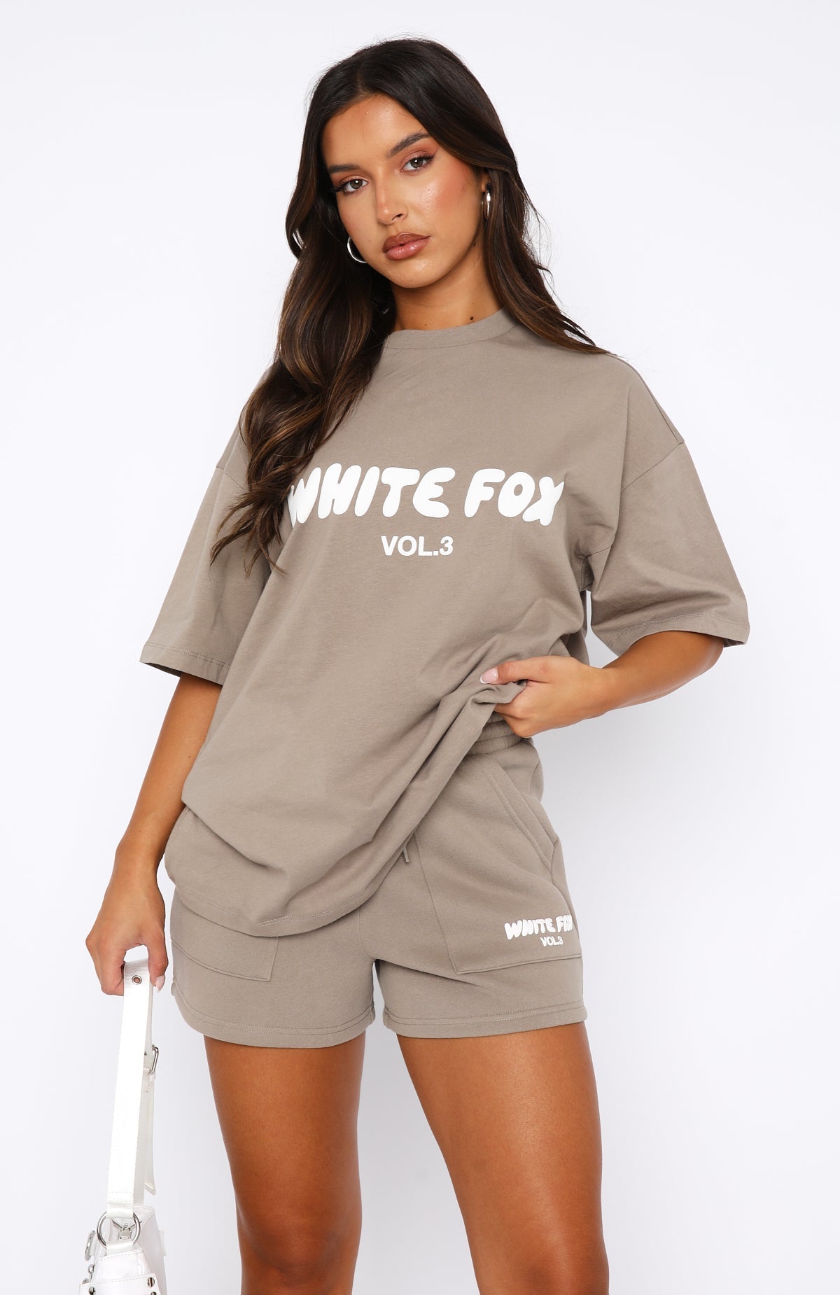 White Fox Offstage Oversized Tee Fawn