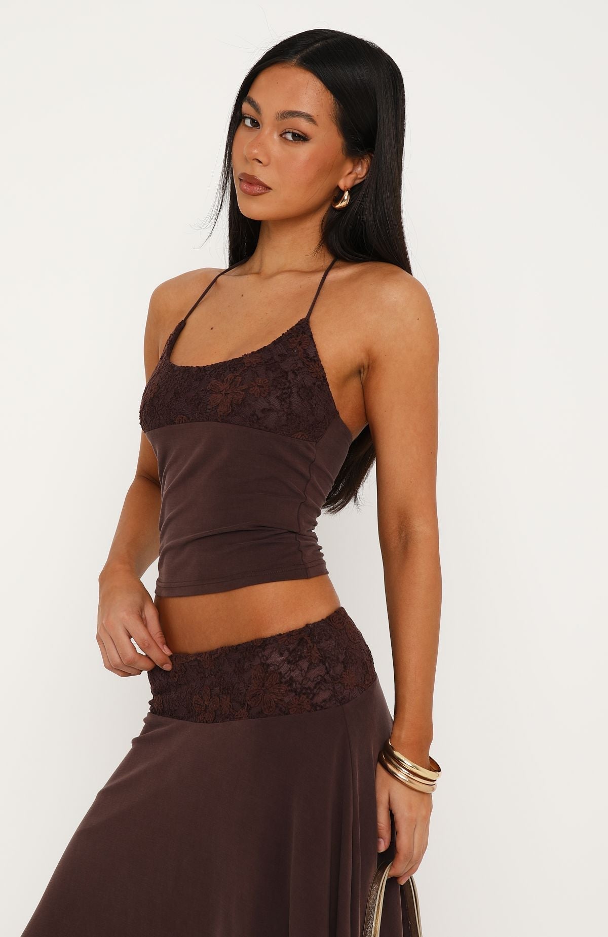 White Fox Cool Chaos Halter Top Chocolate