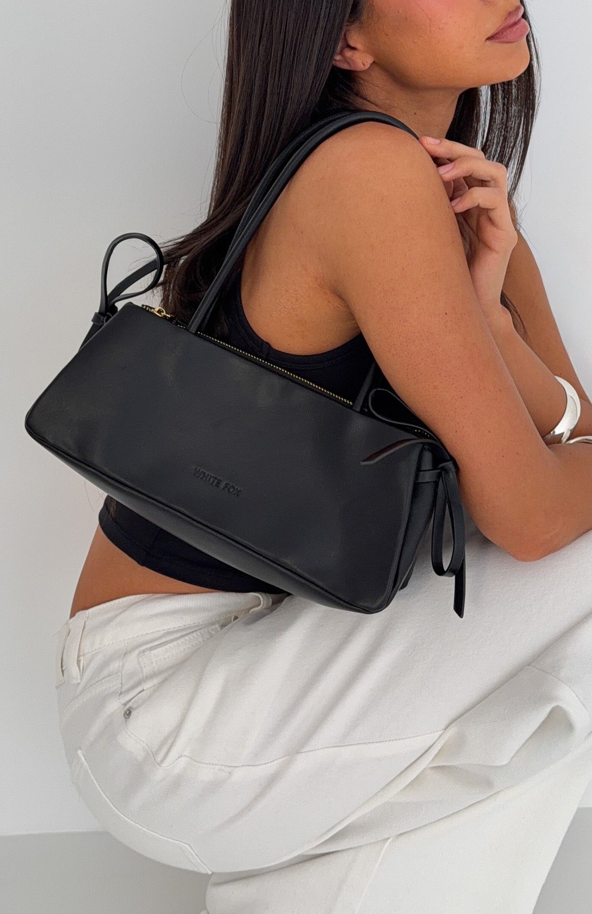 White Fox Kairi Shoulder Bag Black PU
