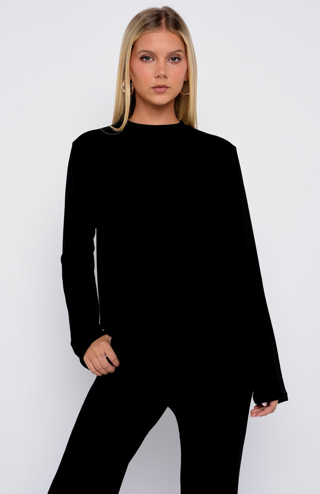 White Fox Slow Life Long Sleeve Pyjama Top Black