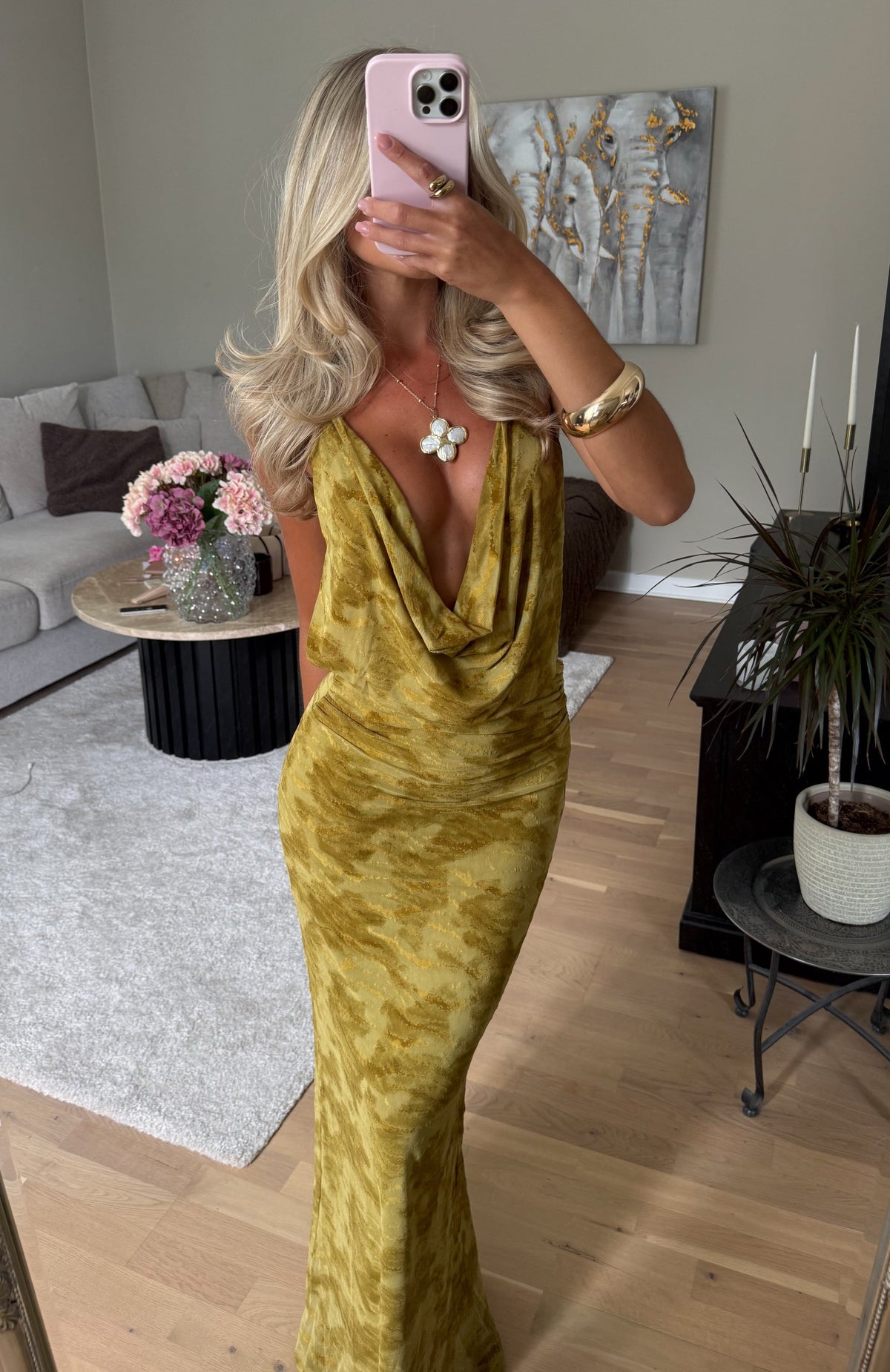 White Fox Soft Sin Maxi Dress Chartreuse