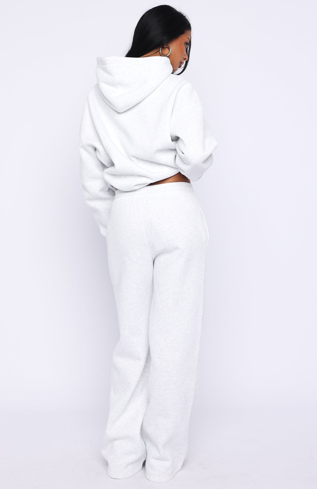 White Fox Vibe Too High Wide Leg Sweatpants Grey Marle