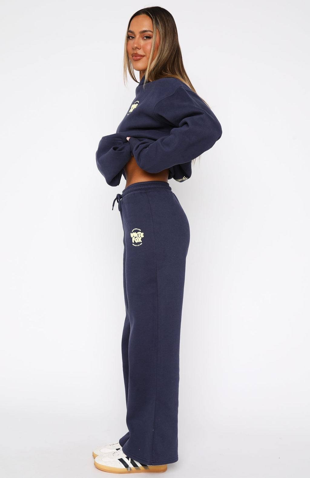 White Fox With Love For You Wide Leg Sweatpants Navy