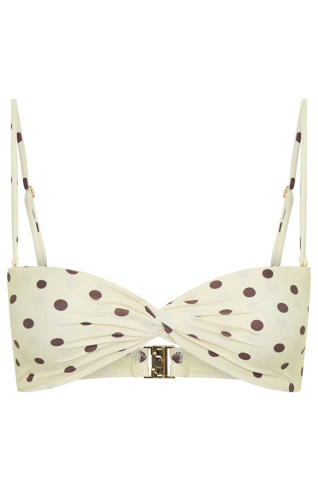 White Fox Kaya Bikini Top Cream/Choc Polka Dot
