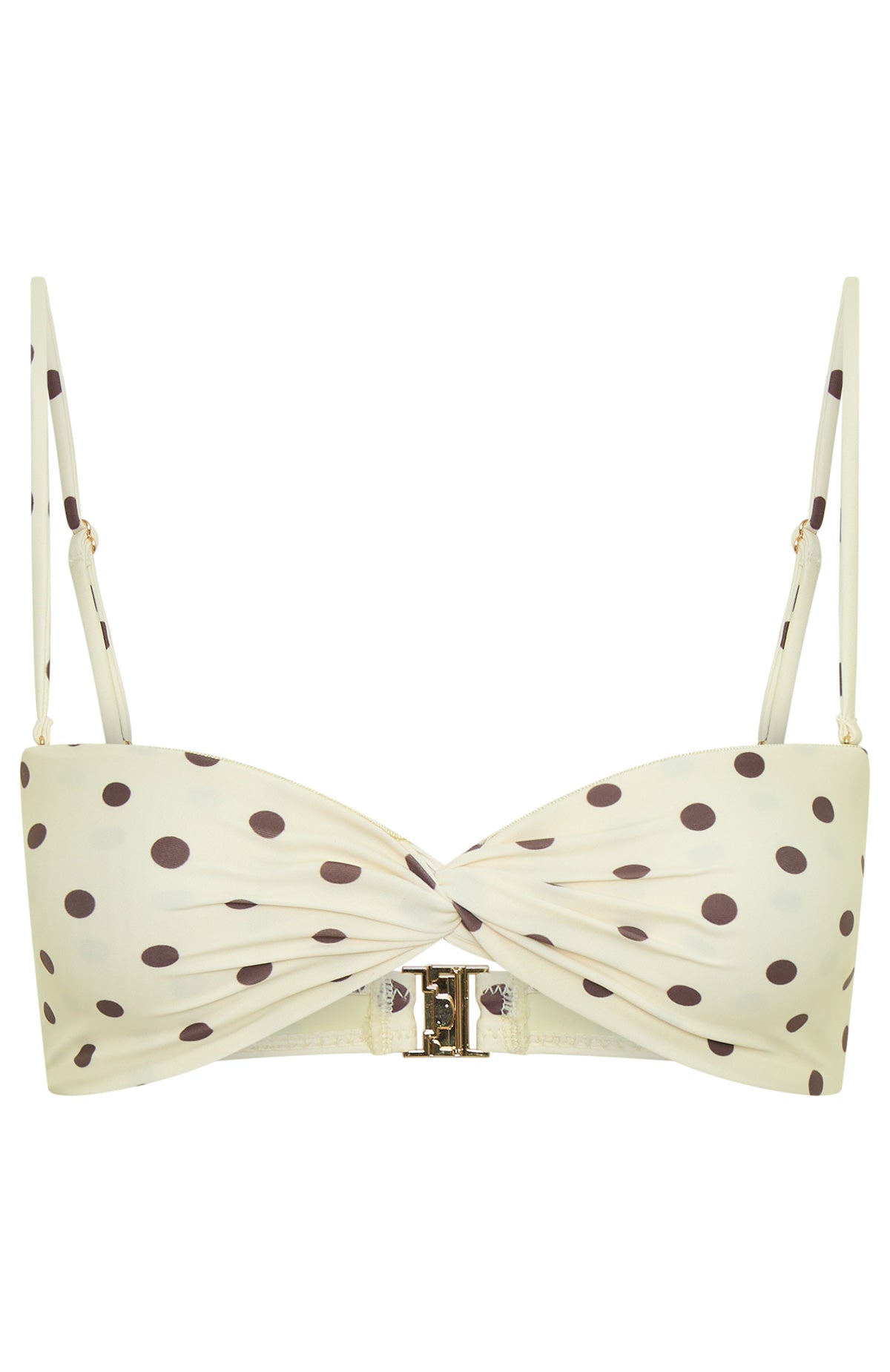 White Fox Kaya Bikini Top Cream/Choc Polka Dot