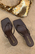 White Fox Mitchell Thong Mules Chocolate PU
