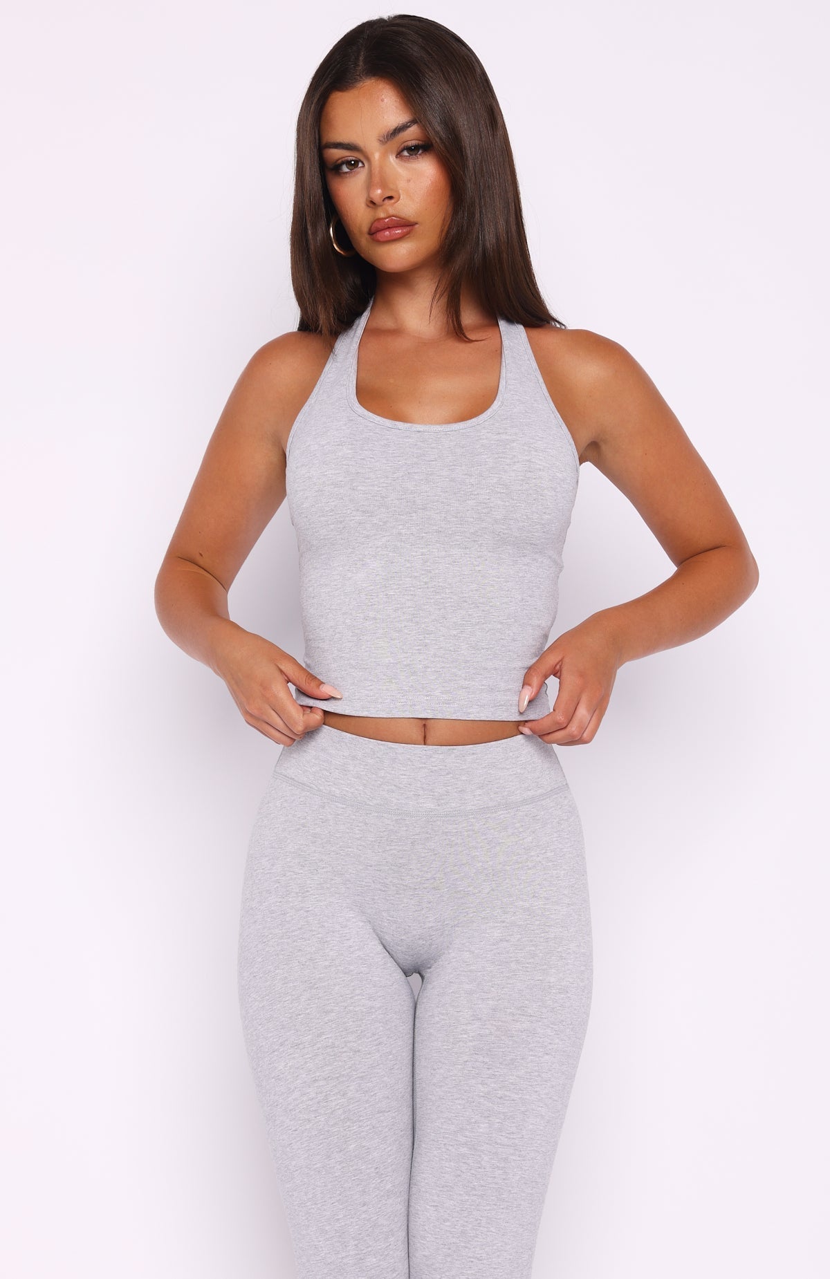 White Fox Focus On The Good Halter Top Grey Marle