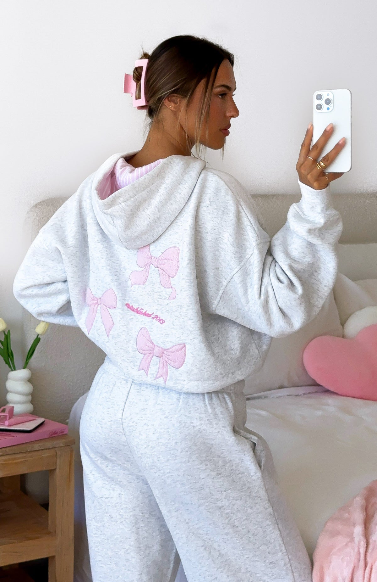 White Fox Daydreamers Madeline Oversized Hoodie Grey Marle