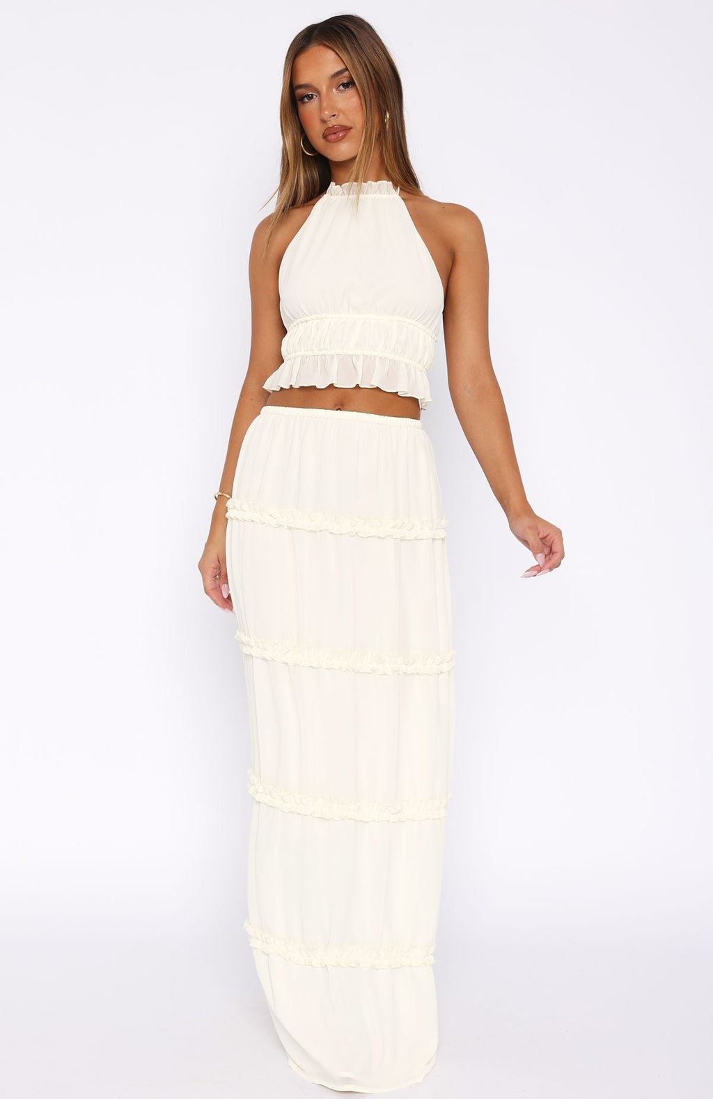 White Fox No Contact Maxi Skirt Off White