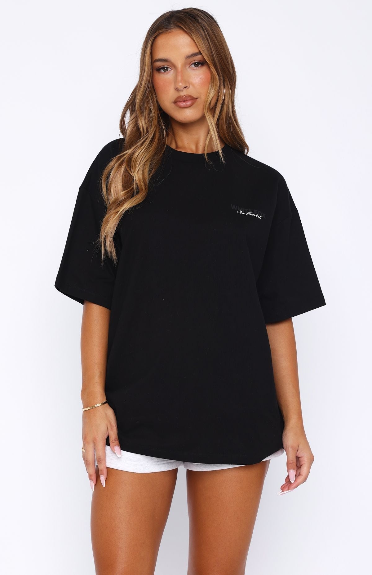 White Fox Core Essentials Oversized Tee Black