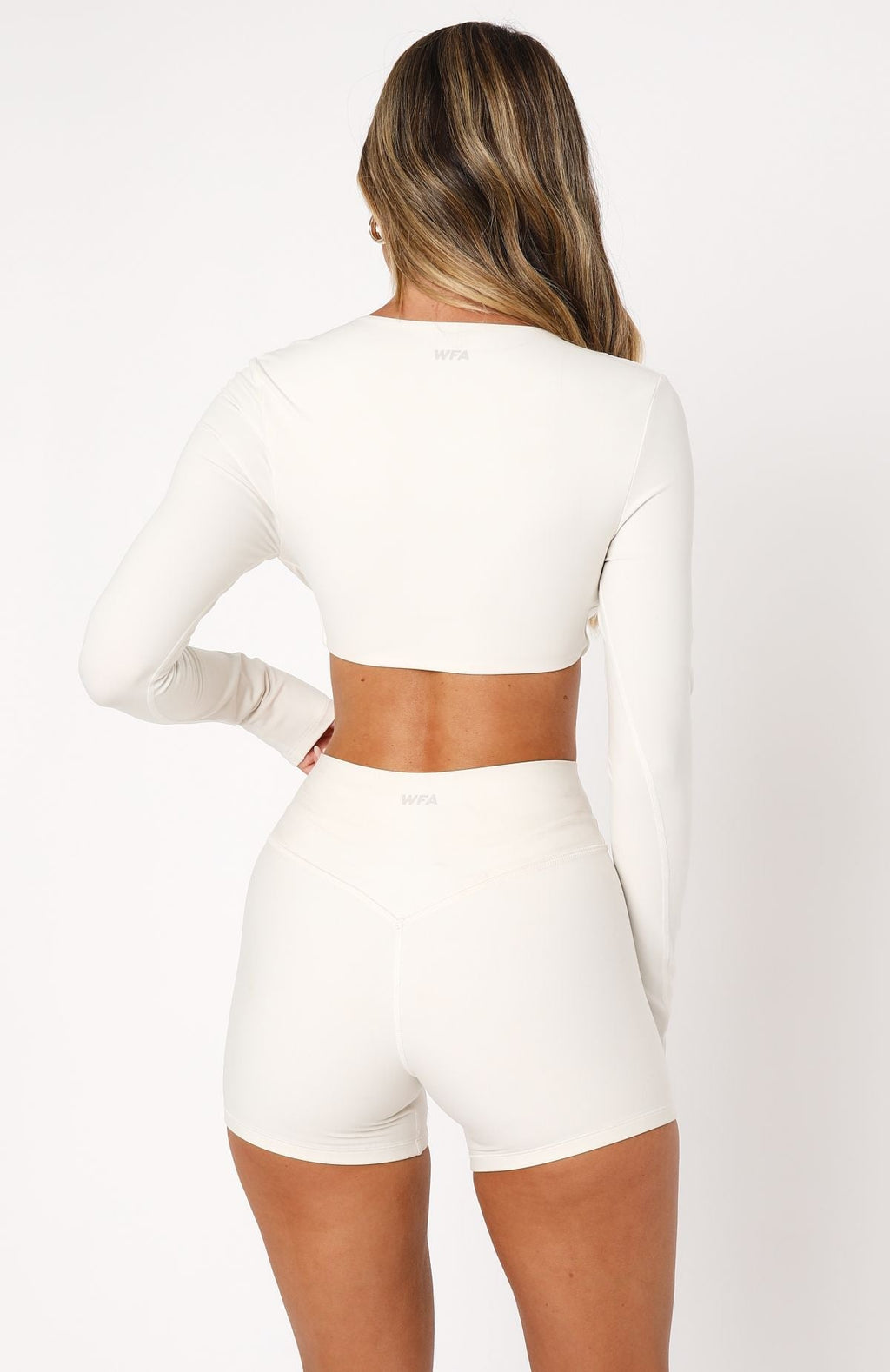 White Fox Over The Line Long Sleeve Crop Cream