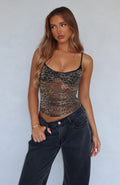 White Fox Don't Be A Stranger Top Leopard Sparkle