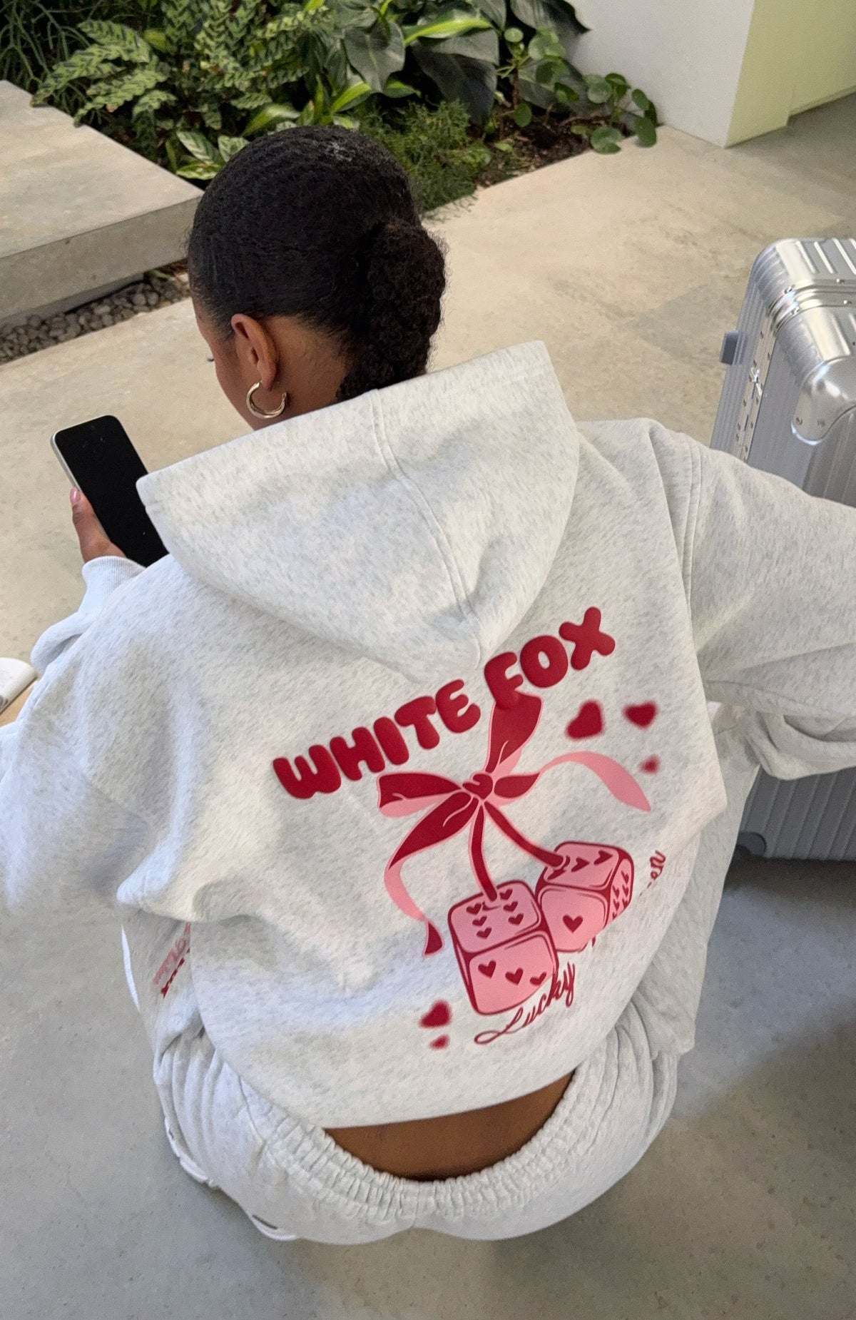 White Fox Lucky Thirteen Cheyenne Oversized Hoodie Grey Marle