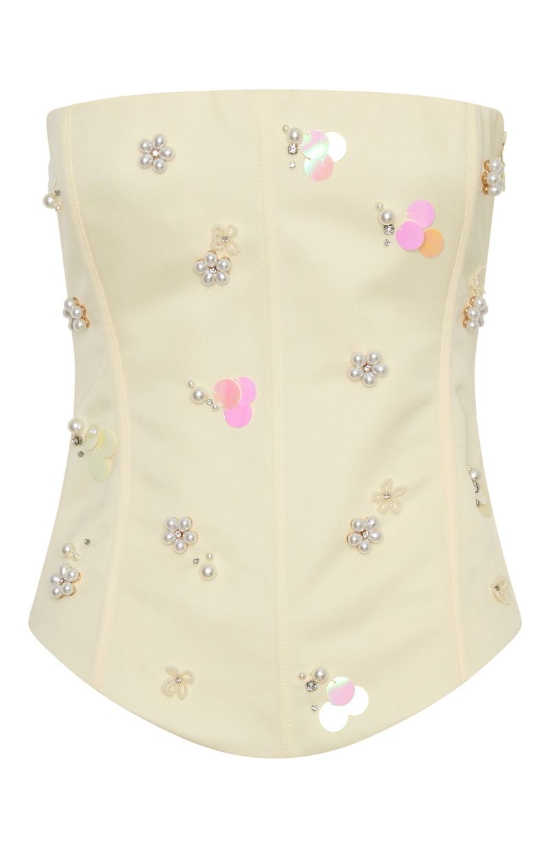 White Fox Summer Love Strapless Bustier Lemon