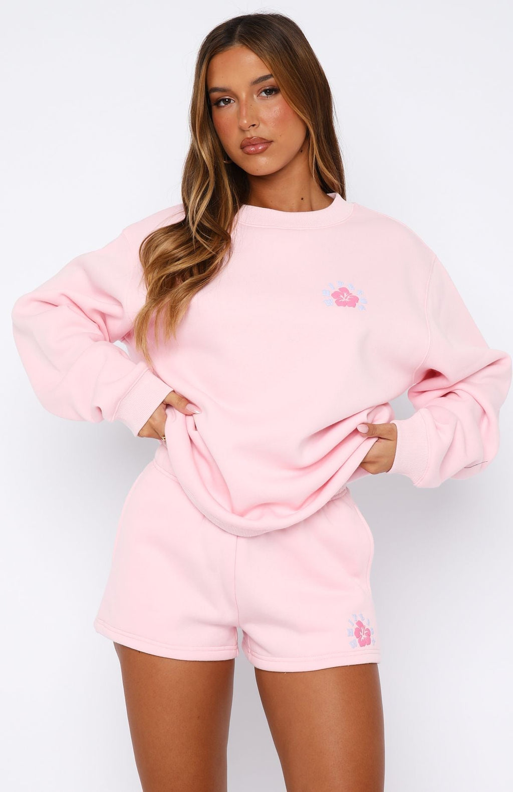 White Fox Keep Blooming Lounge Shorts Pink