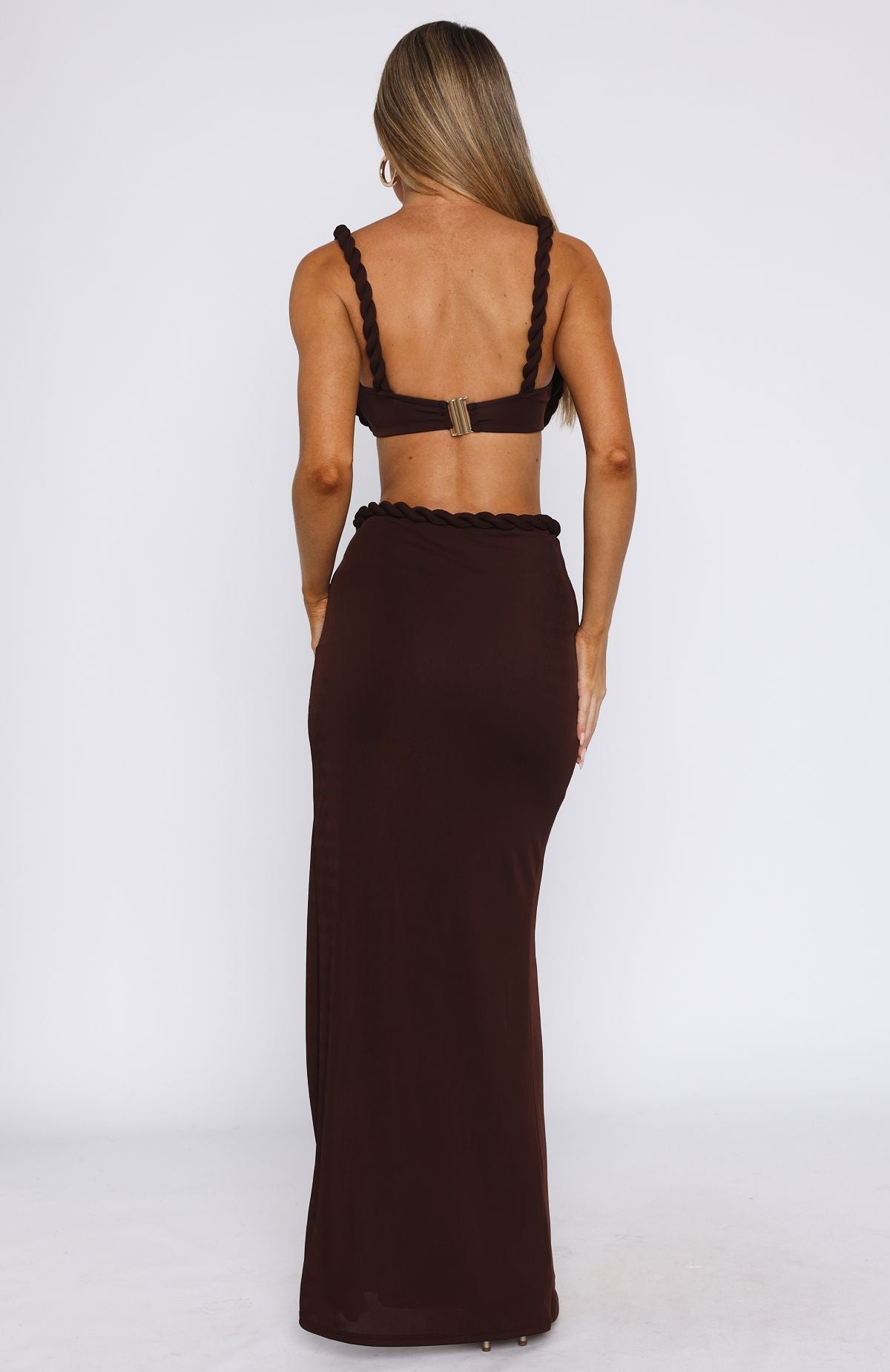 White Fox Serenade Me Maxi Skirt Chocolate