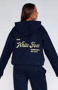 White Fox The Good Life Back Graphic Oversized Hoodie Navy