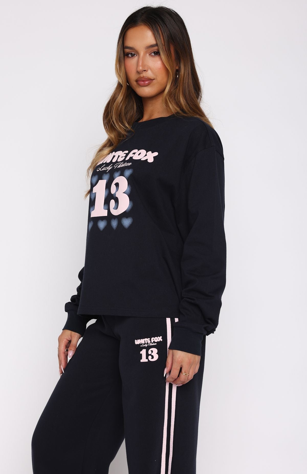 White Fox Lucky Thirteen Charise Long Sleeve Tee Navy